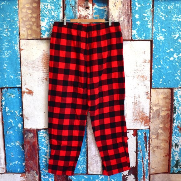 Men's Old Navy Straight Flannel Pajama Sleep Pants XLARGE Red Buffalo Plaid NEW - Picture 6 of 10